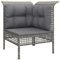 vidaXL Garten Ecksofa, Gartensofa mit Kissen Stahlrahmen, Modular Sofa für Garten Terrasse, Gartenmöbel Loungemöbel, Grau Poly Rattan