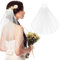 Amaxiu Kurze Braut Hochzeitsschleier, Kamm Braut 1 stöckig Tüll Hochzeit Kopfschmuck Erstkommunion Schleier, Blumenmädchen Schleier Stirnband, Zubehör für Junggesellenabschied, 38,1 cm (Strass Stil)