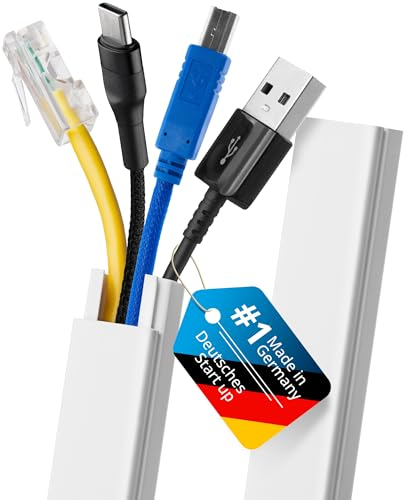 Nobeltek Kabelkanal selbstklebend Made in Germany Flexibles Material für Einfache Montage Hohe Klebkraft Kabel Verstecken Kabelabdeckung Kabelmanagement Kabelführung 1m (10 STK - 15x15mm, weiß)
