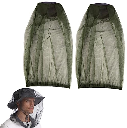 Casquette de Moustiquaire,Casquette Anti-Moustique,Filet de Tête de Moustique,Filet de Chapeau de Pêche,Tête de Moustique Net,pour Le Camping,Randonnée,Pêche,Les Activités de Plein Air(2 Paires)