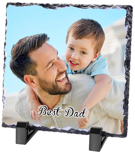Bilderrahmen aus Schiefer, personalisierbar, personalisierbar mit jedem Bild, Bild oder Text, Geschenk für Sie und Ihre Familie, Geburtstag, Weihnachten, quadratisch, 15 x 15 cm