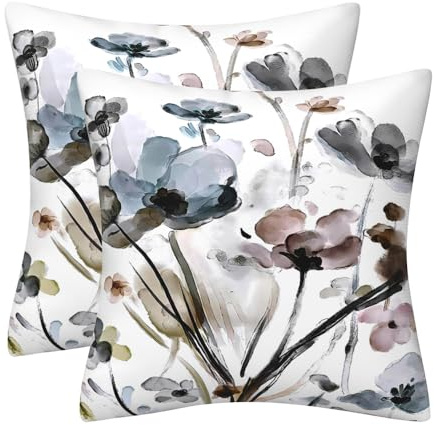 Kissenbezug 40x40 2er Set Kissenbezüge Kunst Aquarell Blume Deko Kissen Samt Sofakissen Modern Abstrakte Kissenhülle Dekokissen Aesthetic Couchkissen für Sofa Couch Wohnzimmer Zierkissen