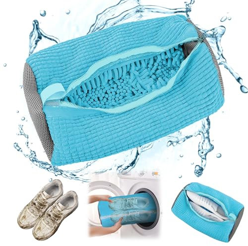 Sacchetto Scarpe Lavatrice, sacchetto per lavare scarpe in lavatrice Sneaker 360° pulizia Fluff per il sacchetto di lavaggio riutilizzabile con zip proteggere