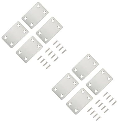 SOLUSTRE 2 Sätze Geraden Ladeneinrichtung Schrank Verbinder Türkettenschloss Fachwerk Reparaturplatte Gerade Anschlüsse Aus Edelstahl Möbelbefestigungszubehör Silver 12 Stück * 2
