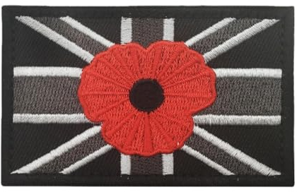 Union Jack Poppy Patch,United Kingdom Hoop and Loop Applique,British Flag Morale Patch for Backpack Tactical Vest Clothes Chest Pack Helmet Denie Hat