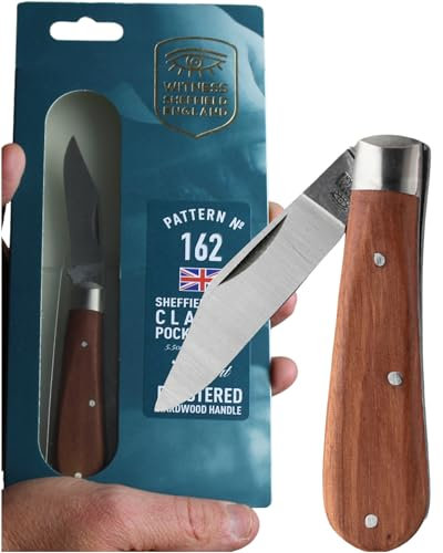 UK Legal Folding Pocket Penknife - Classic Range, Clip Blade 6.5cm, 420H Stainless Steel, Hardwood Triple-Rivet Handle. EDC Knife for Fine, Delicate Work. Everyday Carry. Handmade in Sheffield