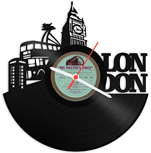 GRAVURZEILE Wanduhr aus Vinyl Schallplattenuhr London 2018 Upcycling Design Uhr Wand-Deko Vintage-Uhr Wand-Dekoration Retro-Uhr Made in Germany