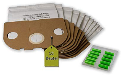 eVendix Filterset kompatibel mit Vorwerk Tiger, Kobold VT 250, 251, 252: 10 Staubsaugerbeutel ähnlich FP250, FP 251 + 10 Duftstäbchen