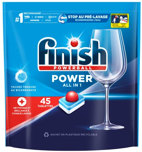 Finish Powerball Tout en 1 Tâches Tenaces 45 Tablettes