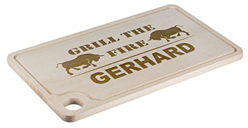 polar-effekt Steakbrett mit Gravur Geburtstagsgeschenk - Schneidebrett mit Griffloch - Küchenbrett Personalisiert - Servierbrett Männer zum Geburtstag oder Weihnachten - Motiv Stiere