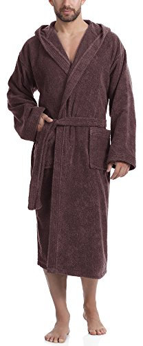Ladeheid Herren Frottee Bademantel aus 100% Baumwolle LA40-101(Braun (D15), M)