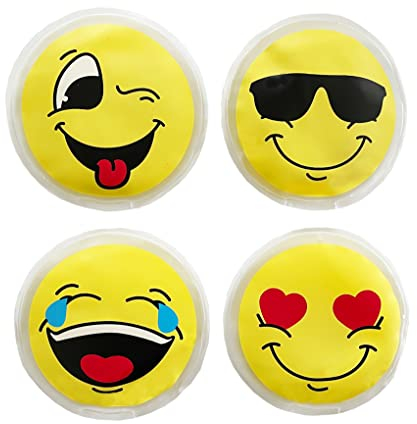 4er Set Taschenwärmer Funny Faces - Wichtelgeschenk - Handwärmer - Taschenheizkissen
