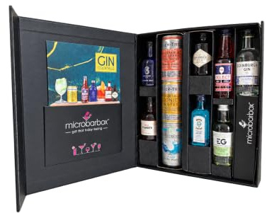 MicroBarBox Gin Cocktail Gift Set in a Premium Luxury Gift Box | Features: Negroni, Classic G&T, Rhubarb Gin Fizz, Elderflower Collins | 40th Birthday Gifts for Women