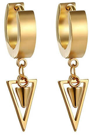 JewelryWe Schmuck Damen Herren Creolen Ohrringe Edelstahl Geometrisches Dreieck Huggie Kreolen Ohrstecker Ohrhänger, Gold