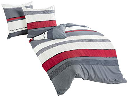Bierbaum Bettwäsche 6472, Mako-Satin, Made in Germany, graphit 13, 155x220 + 80x80 cm, Komfortgröße