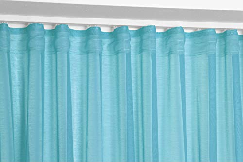 BEAUTEX Vorhang mit U-Band 290x250 cm (Farbe Wählbar) transparente Kräuselband Gardine, Dolly (Türkis)