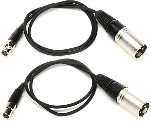 Zoom TXF-8 Balanced TA3 to XLR Cable, 2 Pack, For the F8n Field Recorder and Other Devices, Female TA3 Mini XLR to Male Full Size XLR