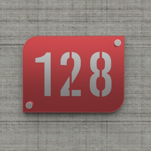 DECOHO - Plaque numéro de Rue/Maison Rouge Design avec Fond Personnalisable - Modèle Urban - Argent Brillant