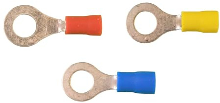 netproshop Ring Kabelschuhe Teilisoliert, Menge:100 Stueck, Querschnitt:rot / 1.5mm² / M3