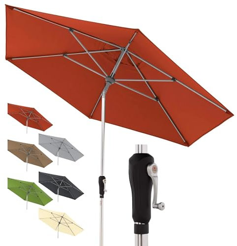 Doppler Sonnenschirm für den Garten SL-AZ Auto Tilt 275 cm Bordeaux I Gartenschirm knickbar I Kurbelschirm mit UV-Schutz 80+ I Kurbelschirm aus Aluminium I regenabweisendes Polyester-Schirmdach