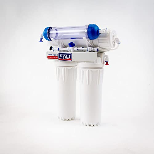 Vyair RO-50 4-Stage Slim Reverse Osmosis Water Filter System With MB-115 DI Resin Stage - 50 Gallons Per Day (189 Litres) for Marine Aquariums and Window Cleaning