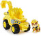 PAW PATROL Dino Rescue Rubbles Basis Fahrzeug mit Rückzieh-Mechanismus, inklusive Hundefigur und Überraschungs-Dino, Spielzeug für Kinder ab 3 Jahren