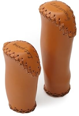 Letgoing Fahrradgriffe aus Leder, bequem, handgefertigt, für Drehgriffe, 2.2 cm Lenkergriffe, kurz, für Strand, Cruiser, Bike, Damen, Herren, klassisches Design, Unisex-Erwachsene, braun