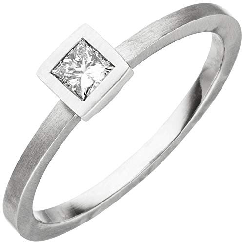 Ring aus 950 Platin mattiert mit Diamant in Princess-Schliff 0,20ct W/SI Damen, Ringgröße:Innenumfang 58mm ~ Ø18.5mm