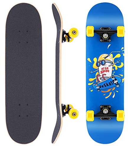 WeSkate Skateboard Komplettboard 79x20cm Holzboard mit ABEC-11 Kugellager 31 Zoll 7-lagigem kanadischem Ahornholz und 85A Rollen für Erwachsene, Jugendliche und Kinder, Blau