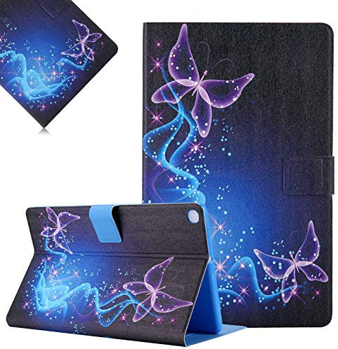 LCHDA Hülle für Samsung Galaxy Tab A7 10,4 Zoll 2020 (SM-T500 / T505), Gemalt PU Ledertasche Leicht Smart Cover Folio Klapp Ständer Magnetisch Schutzhülle mit Auto Schlaf/Wachen - Lila Schmetterling