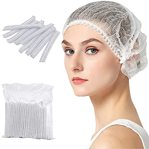 TIE-DailyNec 200 pezzi cuffia a retina usa e getta per capelli,non tessuto, per l'ospedale e lo spazio di lavoro di cucina di bellezza di servizio alimentare (Bianco)