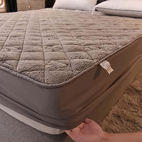 YUDEYU Gesteppt Tagesdecke Dicker Stoff Spannbettlaken Warm halten rutschfest Fest Matratzenschoner Topper Spannbetttücher Bettlaken (Farbe : Grey, Größe : 48x74cm / Kissenbezug / 2 stücke)