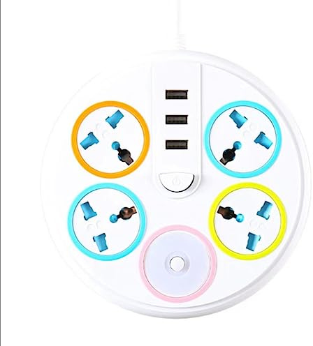 dakeruk Extension Lead with USB Slots, Power Strip with 7 Way Outlets 2 USB Ports, Plug Extension Socket Surge Protection with 2 M Long Extension Cord for Home Office