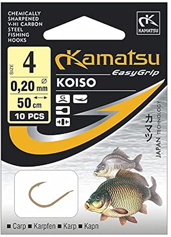 Fertiger Angelhaken Größe 6 mit Vorfach 0,18mm/50cm, 10er Set KOISO