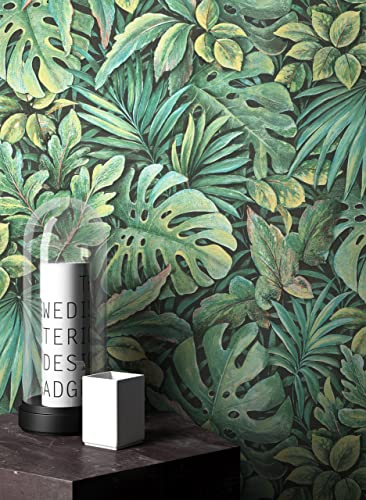 NEWROOM Tapete Grün Vliestapete Dschungel - Dschungeltapete Tropisch Blätter Monstera Blätter Floral Urwald inkl. Tapezier-Ratgeber