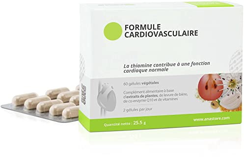 Formule Cardiovasculaire * 60 gélules / 320 mg * Vitamines du groupe B, Aubépine, Ail, Raisin, Nattokinase et Co-enzyme Q10