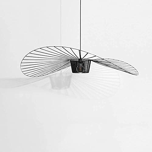 Vertigo Hängeleuchte Retro Schwindel Kronleuchter Pendelleuchte, Glasfaser + Faser Stoff Hut Design Moderne Wohnzimmer Küche Bad Dekorative Beleuchtung, E27 (160cm, Black)
