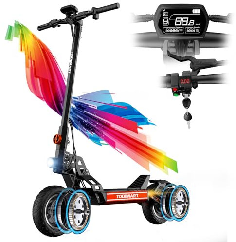 TODIMART S13 Patinete Electrico, 2000W Autonomía 70-90 km 48V 20.8Ah Potente neumÃtico Todoterreno sin cÃmara de 10 Pulgadas, Carga Máxima 150KG Plegable-Inicio Clave