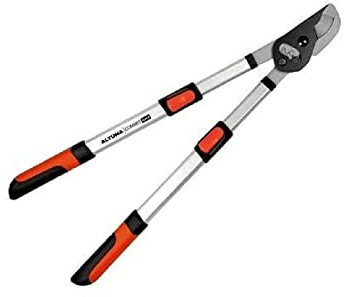 Tijera de Podar a 2 Manos - Modelo J502 - Fabricadas en Acero Teflonado y Empuñadura Bimaterial - Corte en Bypass con Gancho - Tijeras Telescópicas 68-90 cm - Ideal para Podas Secas - Altuna
