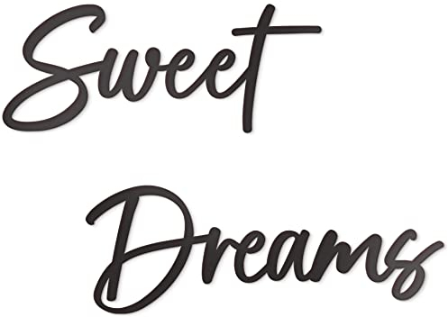Vivegate Sweet Dreams Metallschild, Wandkunst, Dekoration, 89,9 x 20,3 cm, schwarz, moderne süße Träume, Bauernhaus-Schilder zum Aufhängen über dem Bett, Wanddekoration für Schlafzimmer