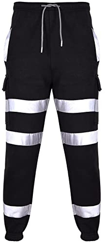 A2Z High Visibility Reflective Cargo Joggers Slim Fit Safety Workwear Pants | Hi Vis Reflective Sweatpants Cargo Pockets Mens Sizes Small to 4XL Workwear