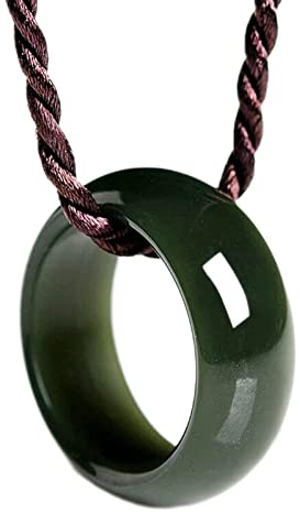 BXSMNH Natürliche Authentische Hetian Jade Ringe Saphir Ring Männliche Und Weibliche Jade Ring Jade Geschenk Ringe Marke Männer Frauen Echte Jade (Color : Dark Green, Size : 15mm)
