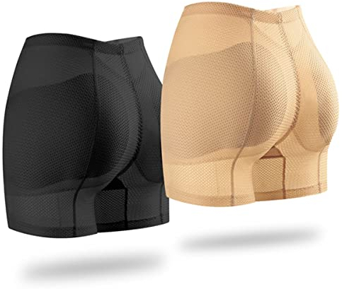 SUIUOI Lot de 2 hanches sans couture pour femme,Coussinets de hanche amovibles pour lève-hanche rembourrés Shapewear Body Shaper Sous-vêtements, Butt Lifter Tummy Control Sous-vêtements Respiran