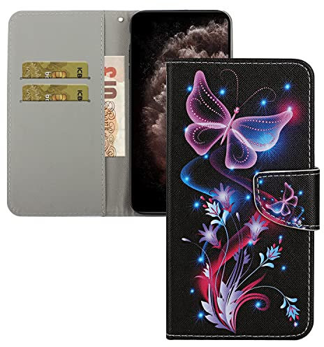 LEMAXELERS Huawei Y7 2019 Hülle,Huawei Y7 2019 Handyhülle Glitzer Schmetterling Mädchen Flip Case PU Leder Cover Magnet Schutzhülle Handytasche für Huawei Y7 2019,XC2 Bling Die