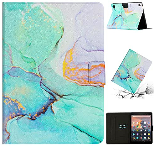 Case pour Amazon Fire HD 7 2017 Tablet Case,PU Leather Antichoc Protective Case Ultra-Fin Étui avec Fente Carte Support Magnétique Tablette Housse pour Amazon Fire HD 7 2019/2017/2015,Vert