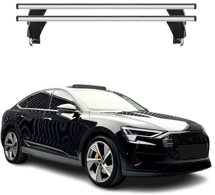 OMAC Menabo Dachträger für Audi e-Tron Sportback 2021-2025 Silber Alu | Abschließbar, City-Crash-getestet, bis 50 kg Traglast, T-Nut-Befestigung, Querträger, Grundträger