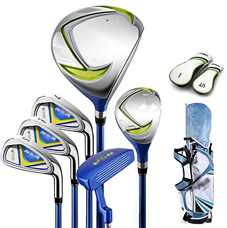 Junior Complete Golf Club Set 6 Piece w/Bag Boys & Girls Golf Club Set, Includes Fairway Wood, Irons, Putter, Head Cover, Golf Stand Bag, for Children Kids Right Hand Kids Golf Clubs Set.