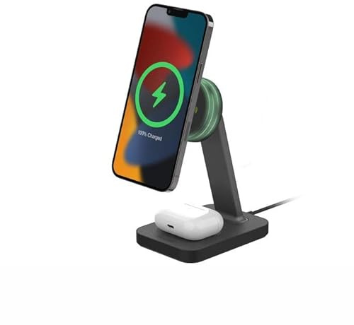 ZAGG mophie Snap+ charging stand & Pad with UK/Ireland Adapter, Qi-Enabled devices, Fast Charging, Up to 15W, 2 devices, Black