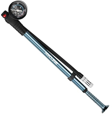 Hycline Shock Pump for Mountain Bike, High Pressure 300 Psi for Front Fork and Rear Bicycle Suspension Air Pump with Gauge Fits Schrader & Presta Tire Valve-Titanium
