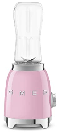 SMEG 50's Retro Style Personal Blender with Backlit Knob and Two 600 ML BPA Free bottles PBF01PKUS Pink